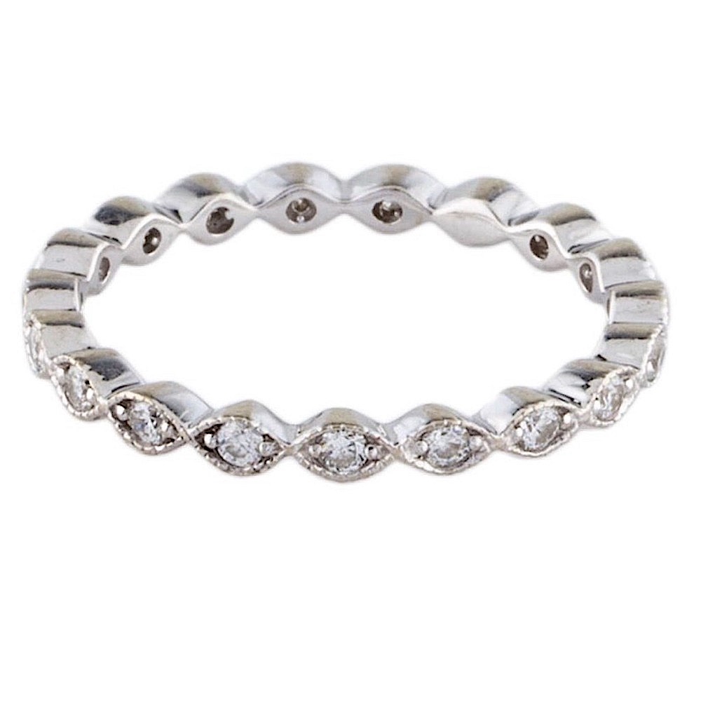 Elegant 14k White Gold Round Brilliant Diamond Ring (19 Count Diamonds) 5.25